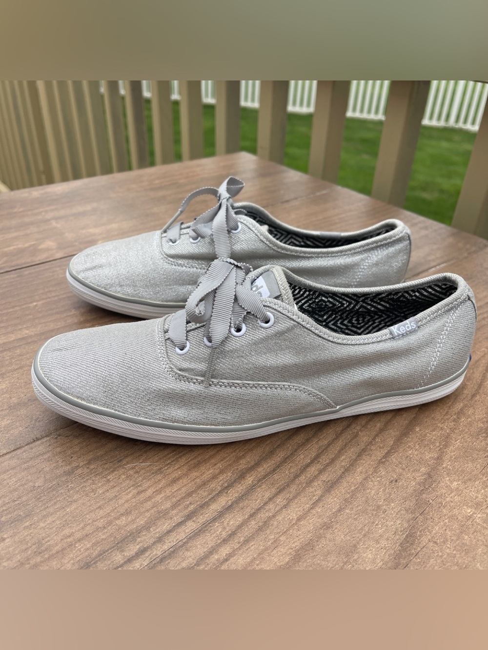 Keds Women's Light Silver Metallic Canvas Lace-Up Sneakers